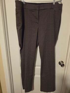 Lane Bryant Brown Plaid Straight-Leg Trousers